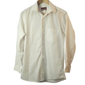 Alfani Fitted Stretch Fabric White Button Down Business Shirt, 15 1/2 32-33